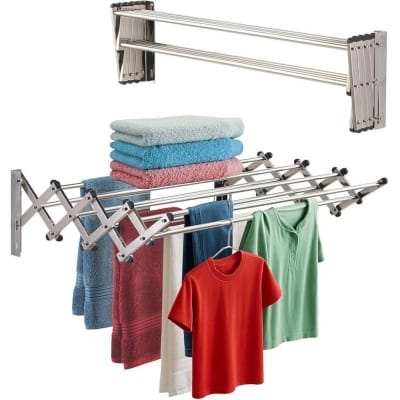 Picture of Wall Mounted Clothes Drying Hanger 5PC Folding Clothes Hanger free-Silver