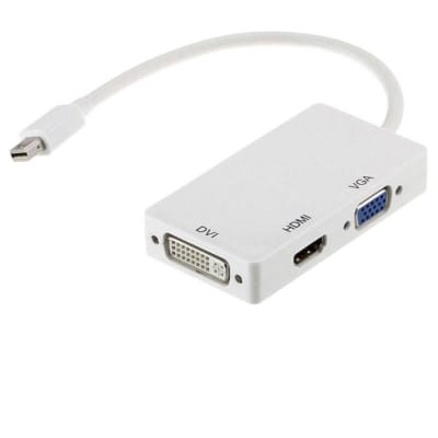 Picture of Mini DisplayPort to HDMI DVI VGA Adapter,Microsoft Surface Pro 6 5 4 3 Video Display Converter,Thunderbolt to HDMI VGA DVI Adaptor White