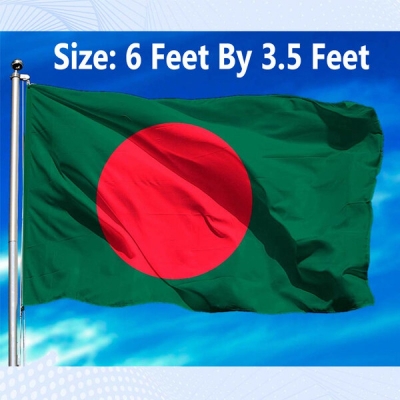 Picture of Premium 6ft x 3.5ft National Flag Bangladesh Direct Factory Supply Set B Chinese Clothe Potaka Best for Any Program Indicate Patriotism Show Respect Victory/Independence Day Craft Stationery Product Red And Green Color-Ideal Gift Item Category