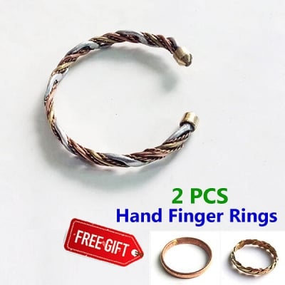 Picture of Bracelet Adjustable Fashion Brelet Set-B Osto Dhatu Jewelry Bracelat Awesome Item Braslete or Bangles Sobar Jonno Multi Colored Combo Product (2 PCS Hand Finger Rings Free Gift)