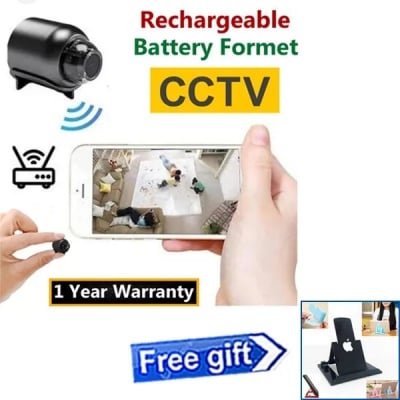 Picture of Super Premium Rechargeable Battery X5 Mini Camera Full HD 1080P 4K WiFi Wholesale Wireless CCTV Night Vision 140 Wide Angle Lens Video Recorder Sound Detector for Safety Security IP Controlled Professional Cam Black Color Free Gift Mobile Stand Included - Rechargeable 