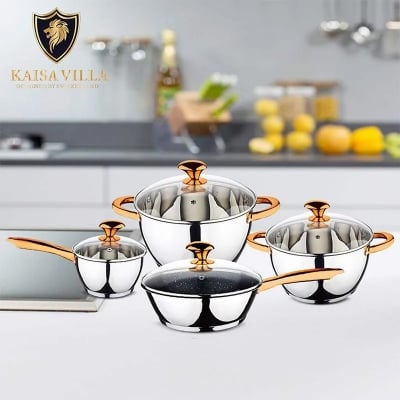 Picture of KAISA VILLA KV-6617 8PCS Set Stainless Steel Pan Frying Pan Soup Pot pan kitchen Cookware