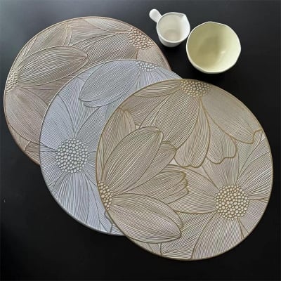 Picture of Heat Resistant Non-Slip Gold Round Gold Dining Table Luxury Place Mats