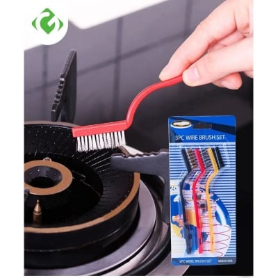 Picture of 3Pcs Kitchen Gas Stove Cleaning Brush Household Gap Brush Wire Brush Decontamination Tool Practical Kitchen Accessories-Multicolor