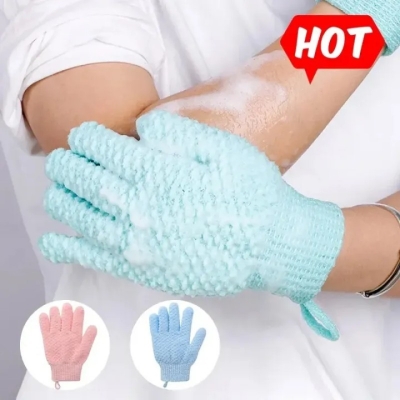 Picture of 1/2 pcs Pack Of Five Finger Bath Gloves Creative Home Body Massage Sponge Lazy Bath Gloves Deodorant Massage Elastic Bath Scrub Mud_The Asia Express-1pcs