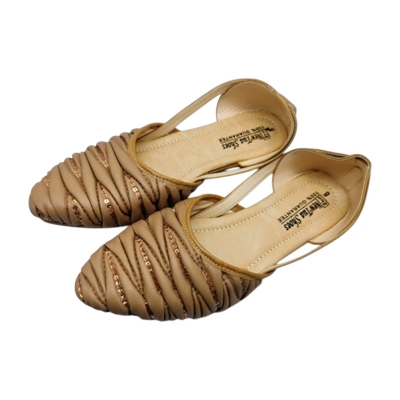 Picture of Premium Quality Soft Leather Half flat Full nagra Shoes Sandal For Women, less price nagra (Ochre Brown,EU:36)