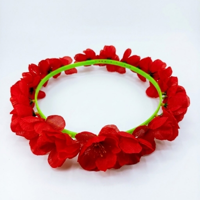 Picture of Artificial Flower Crown Hairstyle, Headband Flower, Bridal Wedding Crown Flower - Hair Band (Red Cherry F,One size fits all)