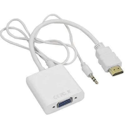 Picture of HDMI to VGA Adapter with 3.5mm Audio Port,  HDMI to VGA conversion adapter HDMI adapter standard - White (White)