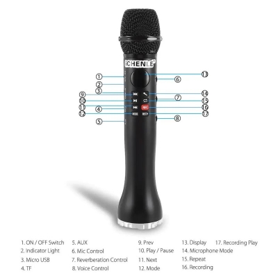 Picture of Bluetooth Microphone Karaoke L - 598 Bluetooth Microphone Portable Speaker (Black)
