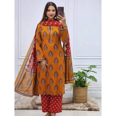 Picture of Hamim Fashion Digital Printed Stitched 3 Piece ​China Microstich Fabric  - Multicolor