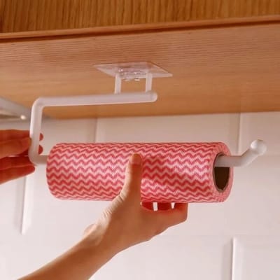 Picture of Punchfree Kitchen Paper Towel Rack Holder Paper Roll Rack Hanger Rag Storage Rack Wallmounted Towel Kitchen Bathroom Accessories-The Asia Express-Multicolor