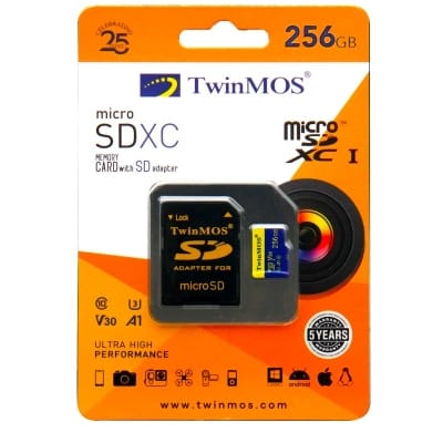 Picture of Twinmos 256GB (Class-10,V30,A1,U3 with Adapter) MicroSD Memory Card
