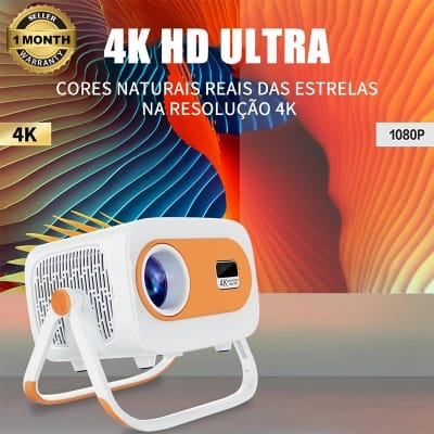 Picture of JY325 HD 4K Bluetooth Portable Projector 4.2 Android 13 Home Cinema Automatic Horizontal Trapezoidal Speaker Correction White
