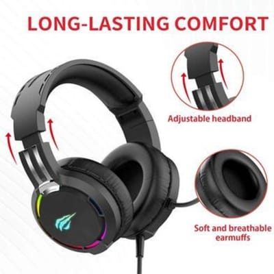 Picture of Havit H2010d-Pro Over-Ear Black Wired RGB Gaming Headphone Black