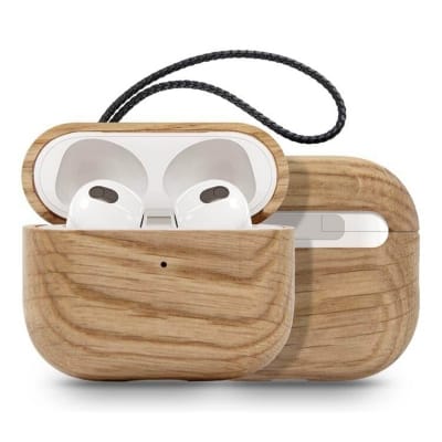 Picture of Wooden Case Cover for AirPods 3rd Generation with Leather Lanyard & Box, Hand Polished & Handcrafted -(Oak-Air Pods 3) 
