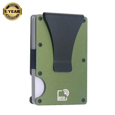Picture of Card Holder with RFID Blocking & Metal Money Clip for Men, Women, Amazon Hot Selling (Army Green) Army Green