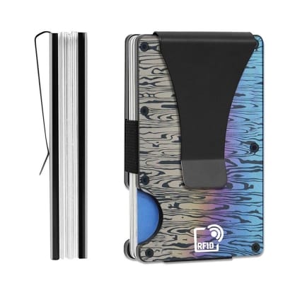 Picture of Card Holder with RFID Blocking & Metal Money Clip for Men, Women, Amazon Hot Selling (Forged Damascus Alloy) Forged Damascus