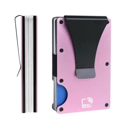 Picture of Card Holder with RFID Blocking & Metal Money Clip for Men, Women, Amazon Hot Selling (Electric Pink) Electric Pink