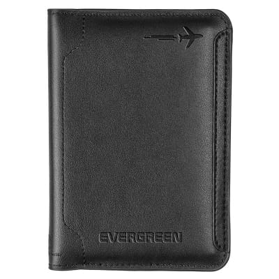 Picture of Genuine Leather Passport Holder, Passport Cover with Credit Card Holder for Women and Men Family ID Travel, Genuine Leather Pilot Wallet (Black & Brown) 