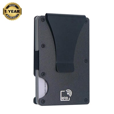 Picture of Card Holder with RFID Blocking & Metal Money Clip for Men, Women, Amazon Hot Selling (Black) Black