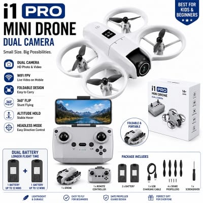 Picture of ETL New i1 Pro Drone with Dual Camera and Remote Control - High-Definition Video, 1080p HD, Obstacle Avoidance, 2700mAh Battery, New 