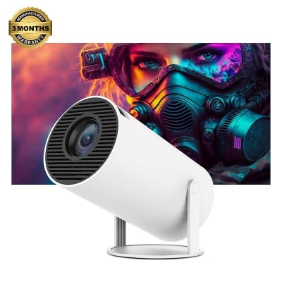 Picture of Android Smart Projector HY300 4K Home Theatre WiFi Bluetooth portable Projector Price in Bangleadesh White
