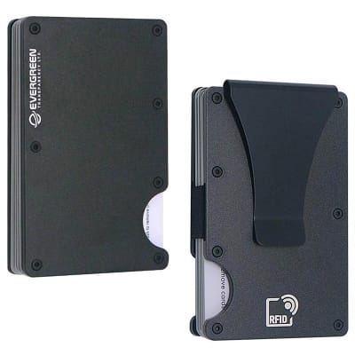 Picture of Card Holder with RFID Blocking & Metal Money Clip for Men, Women, Amazon Hot Selling (Black) Black