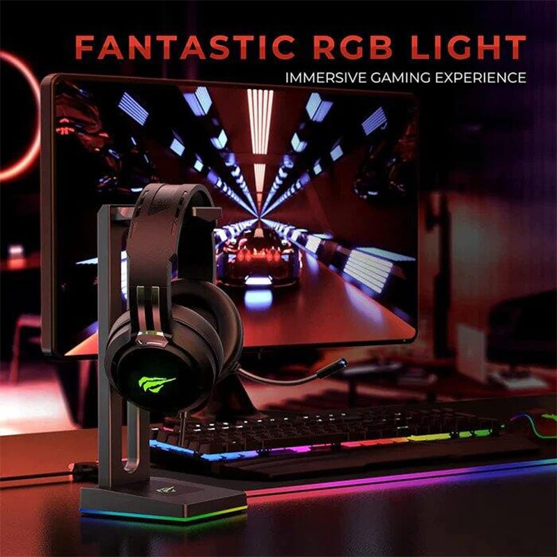 Picture of Havit H2010d-Pro Over-Ear Black Wired RGB Gaming Headphone Black