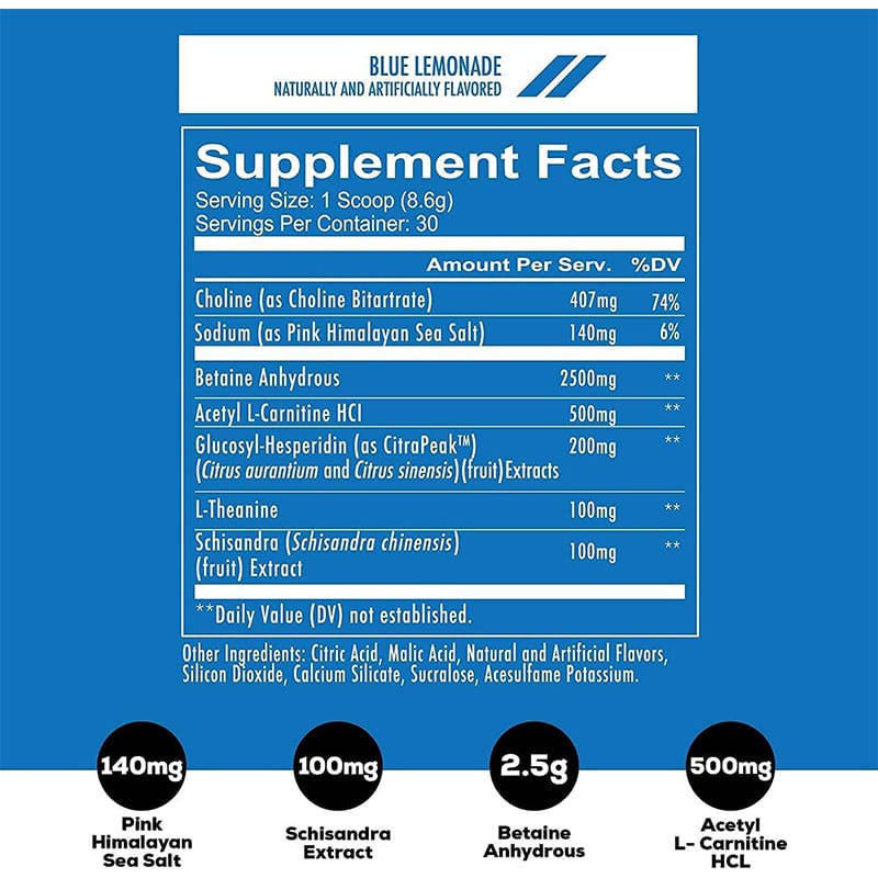 Picture of REDCON1, BIG NOISE Non-Stim Pre Workout Powder with 258g , Energy 30 serving Blue Lemonade 
