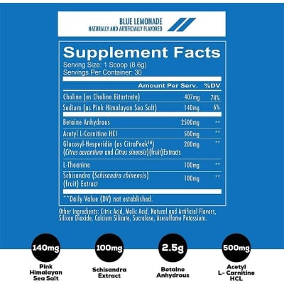 Picture of REDCON1, BIG NOISE Non-Stim Pre Workout Powder with 258g , Energy 30 serving Blue Lemonade 