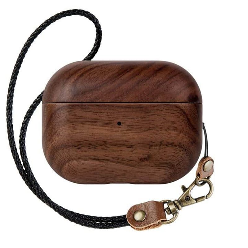 Picture of Wooden Case Cover for AirPods 3rd Generation  with Leather Lanyard & Box, Hand Polished & Handcrafted - (Walnut-Air Pods 3) Walnut-Air Pods 3