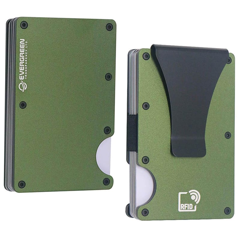Picture of Card Holder with RFID Blocking & Metal Money Clip for Men, Women, Amazon Hot Selling (Army Green) Army Green