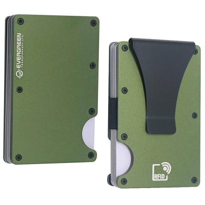 Picture of Card Holder with RFID Blocking & Metal Money Clip for Men, Women, Amazon Hot Selling (Army Green) Army Green