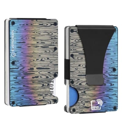 Picture of Card Holder with RFID Blocking & Metal Money Clip for Men, Women, Amazon Hot Selling (Forged Damascus Alloy) Forged Damascus