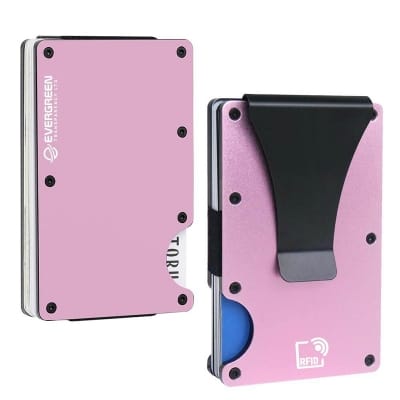 Picture of Card Holder with RFID Blocking & Metal Money Clip for Men, Women, Amazon Hot Selling (Electric Pink) Electric Pink