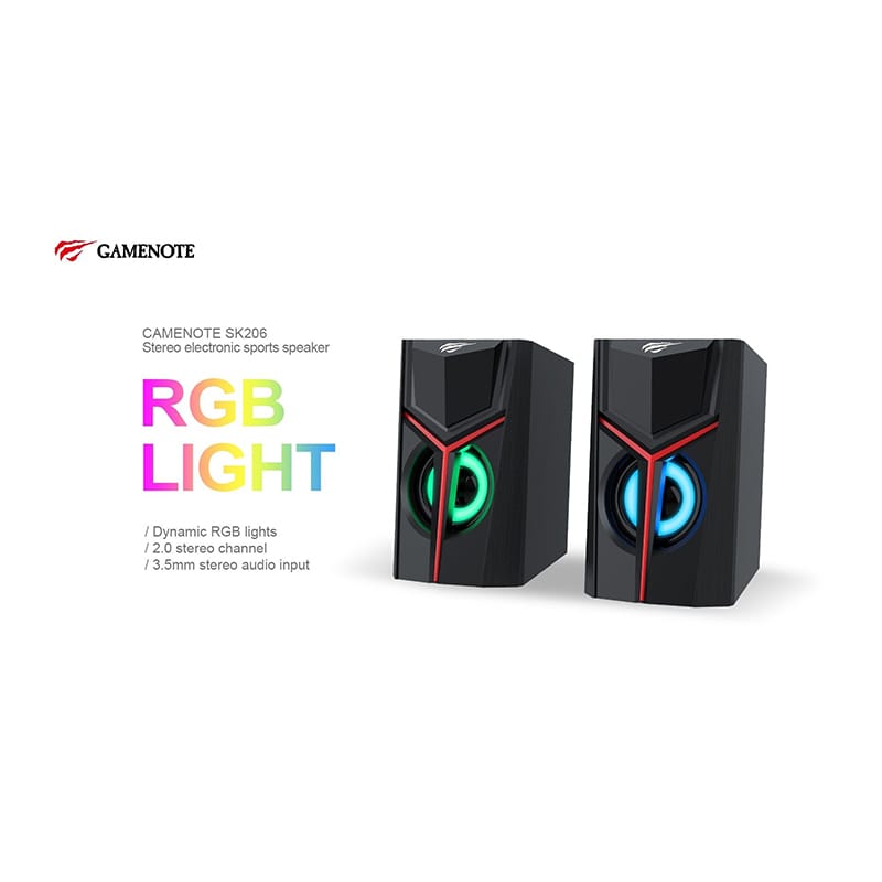 Picture of HAVIT SK206 GAMENOTE RGB LIGHT STEREO USB GAMING SPEAKER Black