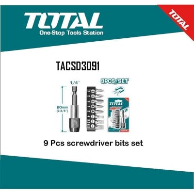 Picture of TOTAL 9 Pcs screwdriver bits set (TACSD3091) 