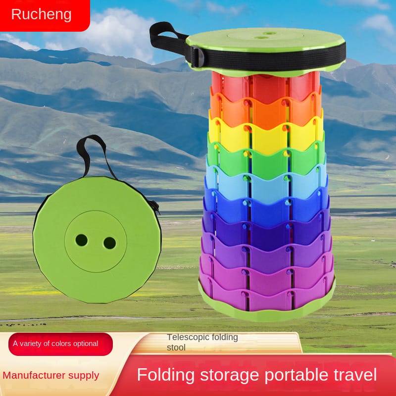 Picture of Folding Stool Portable Telescoping Seat Camping Retractable Adjustable Outdoor Multicolor