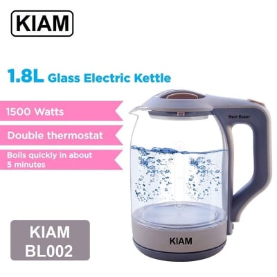 Picture of Kiam Electric Kettle BL-002 (1.8 L) With Glass kettle - Automatically turns Off - Automatic Over Heat Protection 