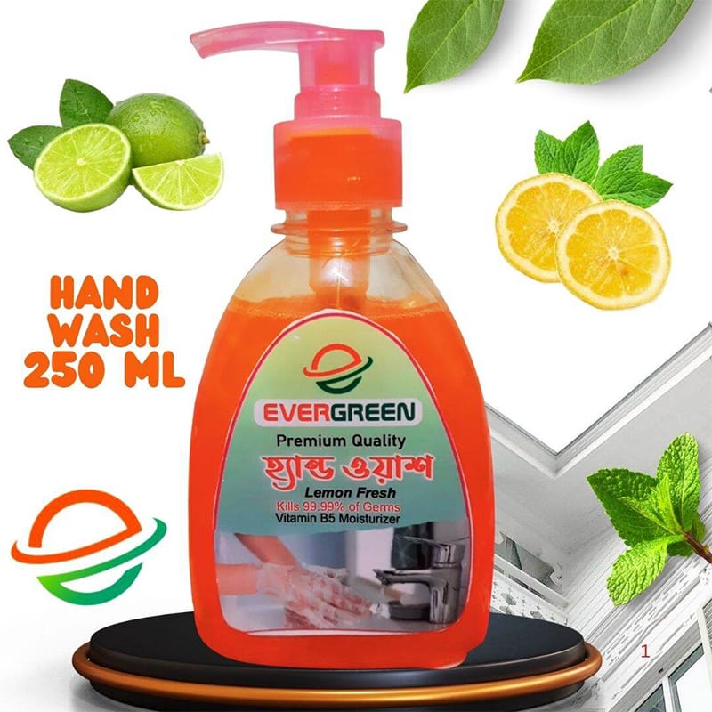 Picture of Premium Quality Evergreen Safety Plus Liquid Hand Wash 3 In 1 Combo With Pump  (250X3=750Ml) lemon