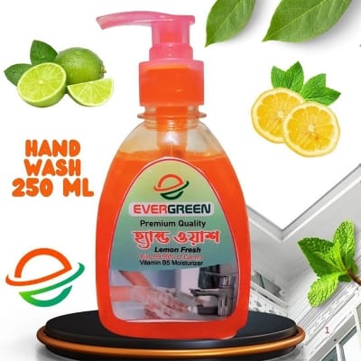 Picture of Premium Quality Evergreen Safety Plus Liquid Hand Wash 3 In 1 Combo With Pump  (250X3=750Ml) lemon