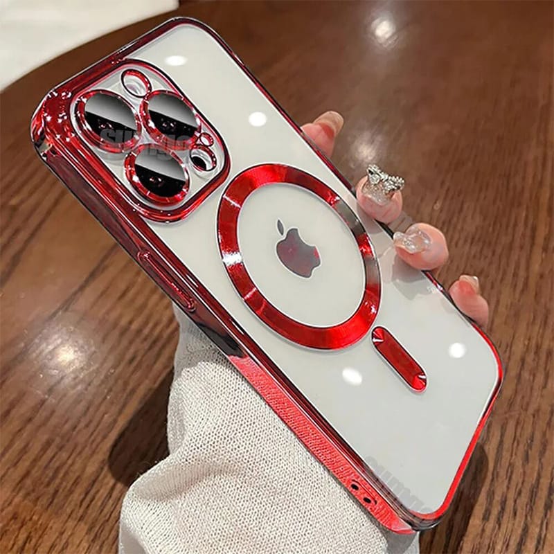 Picture of Luxury Wireless Charge Magsafe Case iPhone 16 15 14 13 12 11 Pro Max 16 Plus Magnetic Electroplate Bumper Soft Clear Cover Multicolor