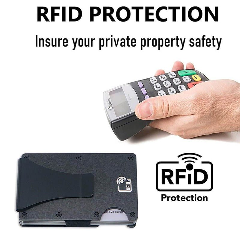 Picture of Card Holder with RFID Blocking & Metal Money Clip for Men, Women, Amazon Hot Selling (Black) Black