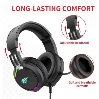 Picture of Havit H2010d-Pro RGB Gaming Wired Headphone Black