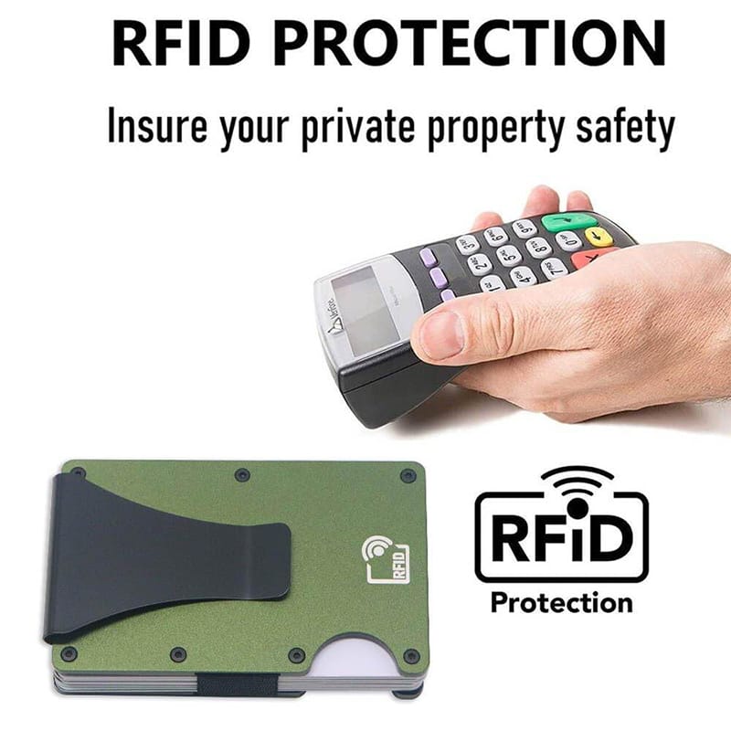 Picture of Card Holder with RFID Blocking & Metal Money Clip for Men, Women, Amazon Hot Selling (Army Green) Army Green
