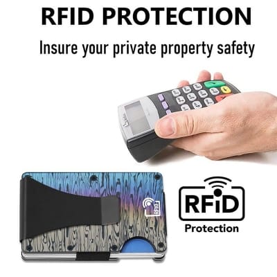 Picture of Card Holder with RFID Blocking & Metal Money Clip for Men, Women, Amazon Hot Selling (Forged Damascus Alloy) Forged Damascus
