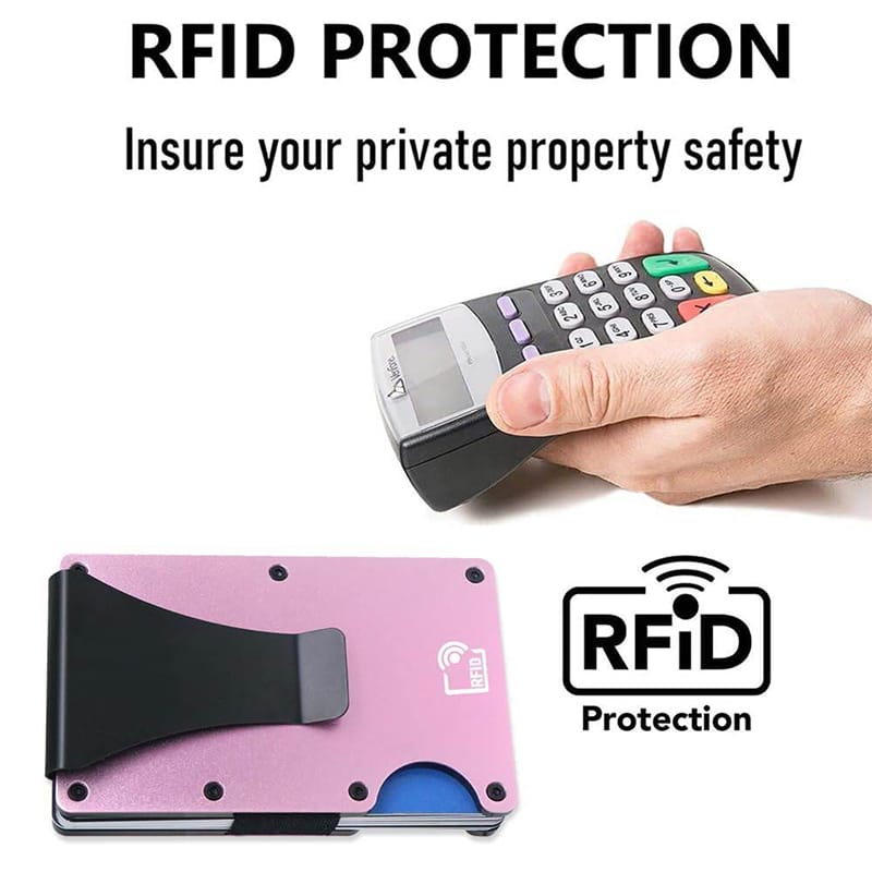 Picture of Card Holder with RFID Blocking & Metal Money Clip for Men, Women, Amazon Hot Selling (Electric Pink) Electric Pink