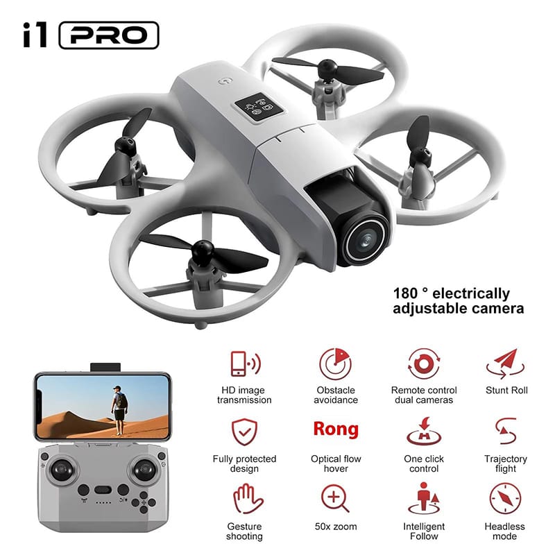 Picture of ETL New i1 Pro Drone with Dual Camera and Remote Control - High-Definition Video, 1080p HD, Obstacle Avoidance, 2700mAh Battery, New 