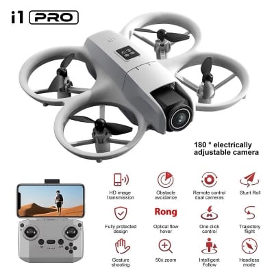 Picture of ETL New i1 Pro Drone with Dual Camera and Remote Control - High-Definition Video, 1080p HD, Obstacle Avoidance, 2700mAh Battery, New 