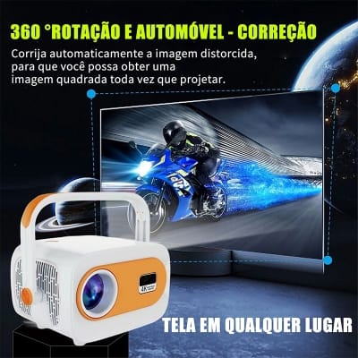 Picture of JY325 HD 4K Bluetooth Portable Projector 4.2 Android 13 Home Cinema Automatic Horizontal Trapezoidal Speaker Correction White